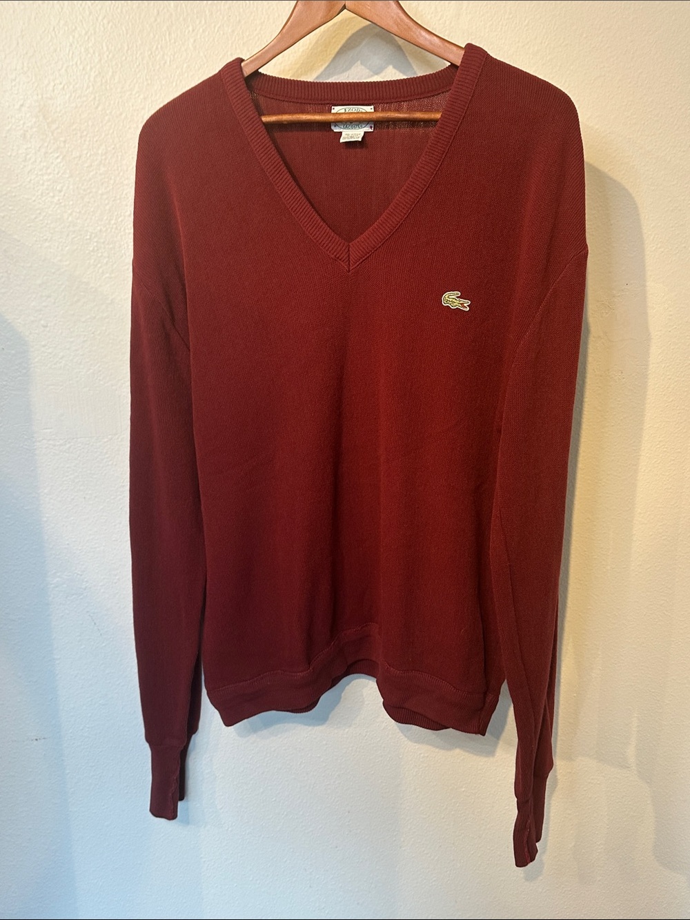 VTG Izod Lacoste V-Neck Sweater in Deep Wine